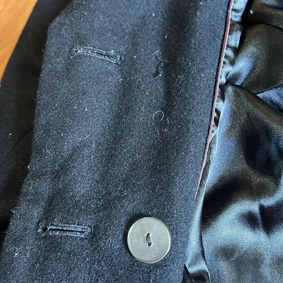 Apt. 9 Wool Black Peacoat Size Large Winter Coat Trench Button Fitted Collared - Picture 6 of 8